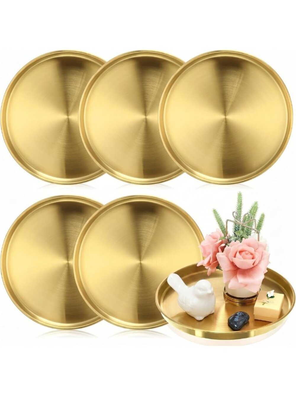 Set of 6 Elegant 12-Inch Gold Decorative Serving Trays for Parties & Events